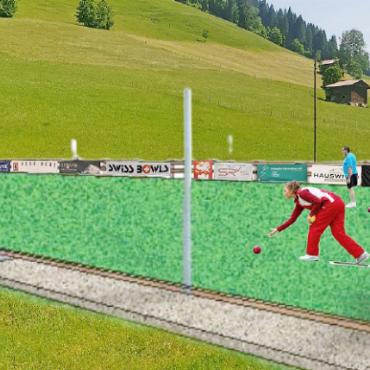 Erste Lawn-Bowls-Anlage der Schweiz im Grund geplant - Visualisierung der Bowls-Anlage, die im Saanenland realisiert werden soll. VISUALISIERUNG: GSTAAD BOWLS CLUB