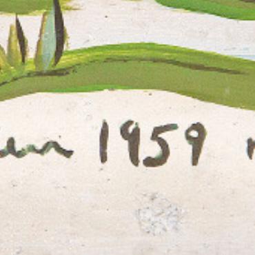 Das fahrende Kunstwerk - Hedi Donizettis Unterschrift mit Angaben zum Entstehungs- und Restaurierungsjahr.