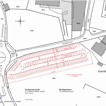Sanierung des Parkhauses Saanen verzögert - Das Parkplatzprovisorium am Saanenkreisel mit einer Fläche von 3080m2 wird bereits im Herbst 2024 angelegt. Die betroffenen Anstösser, Mieter und Eigentümer sind informiert. PLAN: GEMEINDE SAANEN