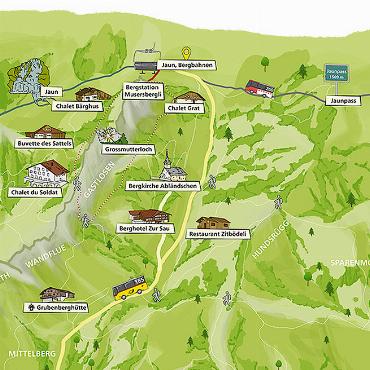 E-Postauto nach Abländschen in voller Fahrt - Die Postautolinie Mittelberg: Saanen – Abländschen – Jaun.