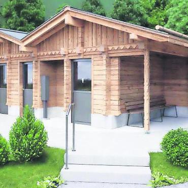 Lauenensee-WC-Hüsli wird saniert und erweitert - So könnte das Infrastrukturgebäude beim Parkplatz Lauenensee dereinst aussehen. Kostenpunkt für die Sanierung und Erweiterung: 595’000 Franken. VISUALISIERUNG: ZVG