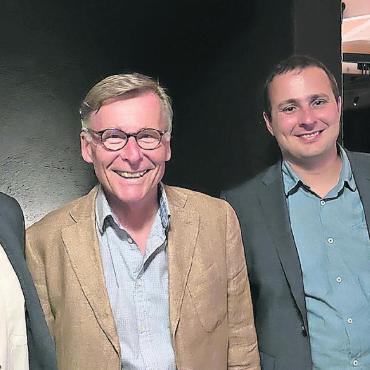 Übergabe des Rotary-Präsidentenamtes - Der neue Vorstand: Johnny von Grünigen (Präsident), Rolf Mielke (Vize), Hannes Marmet (Programm) und Oli Waser (Sekretär). FOTO: ROTARY-CLUB