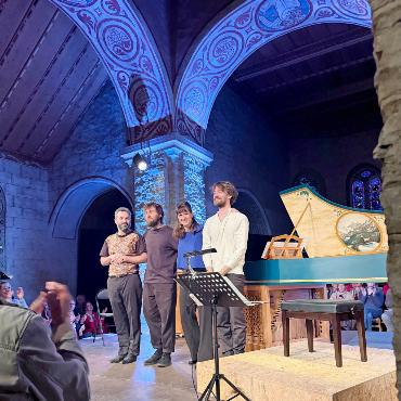 25 Jahre Festival für Alte Musik – Programm voller Highlights - Boten ein Konzert mit Atmosphäre: v.l. Louis Creac’h (Violine), Jean Rondeau (Cembalo/Orgel), Anna Besson (Traversflöte) und Robin Pharo (Gambe).