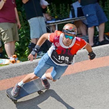 Skateboardspektakel auf dem Pumptrack - Florentin le Provost, Tagesbestzeit.