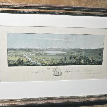Einer der Grössten der Kunstgeschichte in Gstaad - Früher wurden oft Karten mit den Landschaftsbildern abgegeben, um sich zu orientieren. Bei diesem Bild hier, das ein Panorama von Zürich Richtung Südosten zeigt, ist die Karte an der Rückseite noch erhalten.