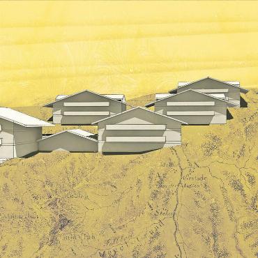 «Alpenblick» plant bezahlbaren Wohnraum - Visualisierung der möglichen Gebäude: In den hinteren vier Häusern werden die Wohnungen gebaut, in die vorderen zwei kommt das Ferienheim. GRAFIK: SCHWARZFALTER GMBH