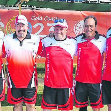 BC Gstaad Damen im Viertelfinale der Bowls-Weltmeisterschaften in Australien - Swiss Bowls Men: v.l. Thomas, Tom, Christian, Markus und Beat.
