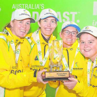 Grosserfolg für Bowls-Club-Gstaad-Mitglied Laura Butler-Merz - Das erfolgreiche australische «Fours»-Team mit Laura Butler-Merz (Dritte v.l.). FOTO: ZVG