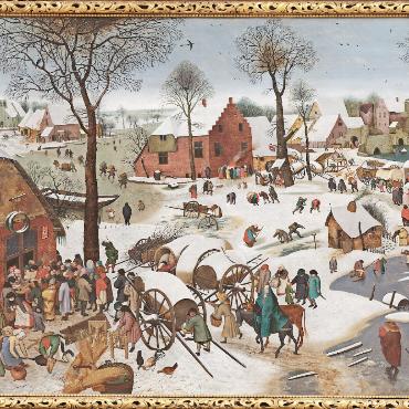 Bethlehem ist überall - Pieter Brueghel der Jüngere, Werkstatt (1564–1638), Volkszählung in Bethlehem, 1610. Öl auf Holz. Bonnefanten-Sammlung, Dauerleihgabe von RCE. Dieses Kunstwerk gehört zur Nederlands Kunstbezit-collectie (NK-Collection). 
FOTO: ZVG