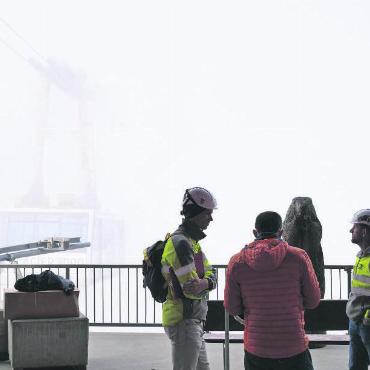 Restaurant Botta: Das Werk kehrt zurück zu seinem Meister - Mystische Stimmung bei der Baustelle. FOTO: GLACIER 3000