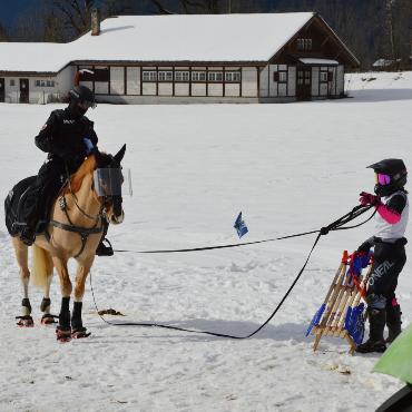 Mit Pferd und Ski um die Wette fahren