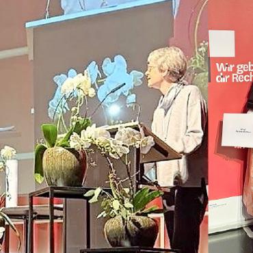 Dr. Franziska Raaflaub ausgezeichnet mit dem Professor Peter Jäggi-Preis - Prof. Bettina Hürlimann-Kaup übergibt den Professor Peter Jäggi-Preis 2024/2025 an Dr. Franziska Raaflaub für ihre Dissertation «Der Sachschaden». FOTOS: ZVG