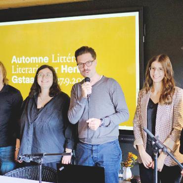 «Wir wollen nicht grösser werden» - Das Team des Literarischen Herbsts Gstaad v.l.: Theres Rütschi, Klaus Breuninger, Leonora Schulthess, Markus Iseli, Noëmi Schöb und Rosa Reiter. FOTO: DOMINIQUE ULDRY