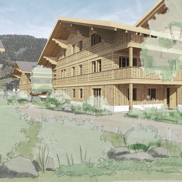 Ist das Wohnbauprojekt Ebnitmatte auf Kurs? - Die Planungen bezüglich des gemeinnützigen Wohnbauprojekts auf der Ebnitmatte nehmen Formen an. Das inzwischen vergrösserte Projektteam hat Abklärungen bezüglich des Baulandes sowie der Finanzierung getroffen und arbeitet an einer Webseite. (Visualisierung: renders@reichenbach architekten)