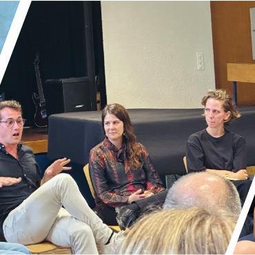 Im Sinne der Vielfalt - An der abschliessenden Podiumsdiskussion manövrierte Geschichtslehrerin Branka Fluri die ehemaligen Maturandinnen Nicole Werren und Franziska Raaflaub sowie Nino Perreten und Tim Hänni, die beide vor mehr als zehn Jahren in Gstaad die Matura absolviert hatten, souverän durch das bewegte und zugleich bewegende Gespräch.
FOTOS: JENNY STERCHI