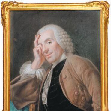 Kostbarkeiten für die Ewigkeit: die Auktion der Haldi-Sammlung - Handmann Jakob Emanuel, Pastell auf Papier. Johann Rudolf Sinner, Landvogt zu Saanen, verlor bei einem Unfall ein Auge. Dies erklärt, weshalb er ein Auge mit der Hand abdeckt.
