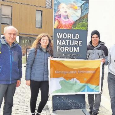 Besuch des World Nature Forums in Naters - Ernst Zbären, Sonja Rubi, Marco Knubel und Werner Kobi. FOTO: ZVG
