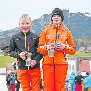 Schülerrennen von Lauenen nicht wie gewohnt in Lauenen - Sieger des Wanderpreises als schnellste:r Rennläufer:in: Matthias Reichenbach und Chantal Brand.