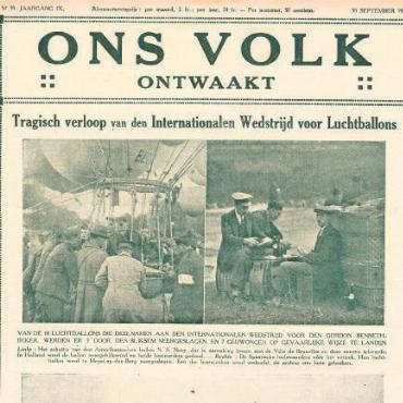 Ein tragischer und tödlicher Absturz von zwei Schweizer Ballonfahrern (1923) - Grosses Presseinteresse an den tragischen Ereignissen («Unser Volk erwacht», 30. September 1923). FOTO: ZVG