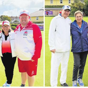 Nationale und internationale Erfolge für den Bowls Club Gstaad - Das SB-Pair in der Vorrunde gegen die nachmaligen Finalisten England (links) und Israel (rechts).