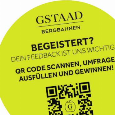 1000 Stimmen zum Skigebiet der Destination - Dieser Sticker war an Gondeln und in den Bergrestaurants angebracht und forderte die Besuchenden auf, ihre Meinung zum Skigebiet der Destination abzugeben.   BILD: BDG