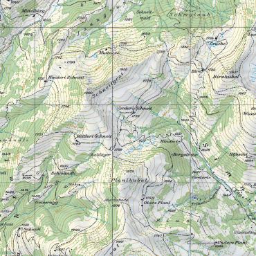 Betrachtet, befahren und für gut befunden - In Rot der neu erstellte Weg zur Alperschliessung Bire–Schneit. QUELLE: BAUMANN VERMESSUNGEN AG