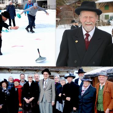 CC Gstaad reiste an die Belle Epoque Kandersteg - Die Veteran:innen des Curlingclubs Gstaad begaben sich auf ihrer Vereinsreise nach Kandersteg in die Zeit der Belle Epoque. FOTOS: COLLAGE VON PETER OGI
