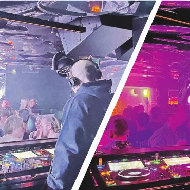 DJ Jim Leblanc: gelebte GreenGo Vibes seit 2004 - Blick vom DJ-Pult auf die Tanzfläche im GreenGo.
Der DJ steuert Licht und Musik, während sich die Tanzfläche füllt.