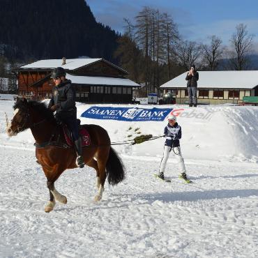 Mit Pferd und Ski um die Wette fahren