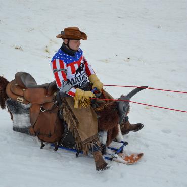Mit Pferd und Ski um die Wette fahren