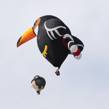 Bevor die Ballone steigen, wird der Himmel organisiert - Der brasilianische Tukan...