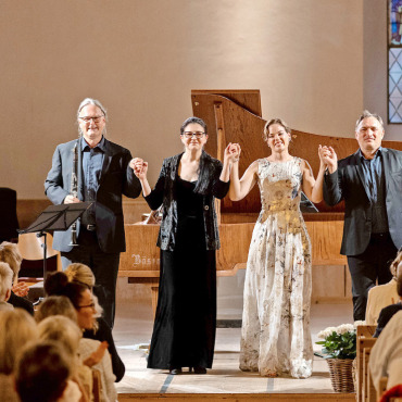 Reinster Gesang in natürlicher Leichtigkeit - Begeisterten in der voll besetzten Kirche Zweisimmen (von links): Markus Niederhauser, Tatiana Korsunskaya, Regula Mühlemann und Konstantin Timokhine. FOTOS: RAPHAEL FAUX/GSTAADPHOTOGRAPHY.COM