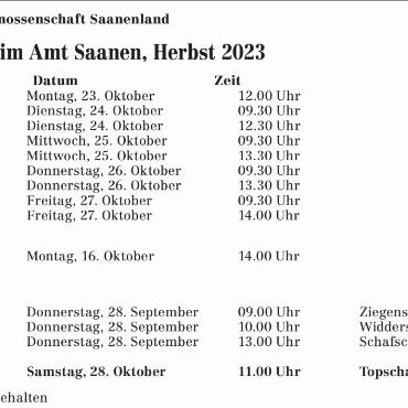 AMTLICHER ANZEIGER SAANEN, 12.09.2023