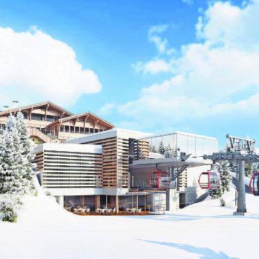 Die «leiseste Umlaufbahn der Welt» nimmt Gestalt an - So soll einst die Bergstation auf dem Rellerli aussehen. VISUALISIERUNG: MOUNTAIN VIEW AG
