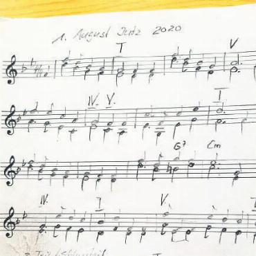 Hervorragende Uraufführung des «1.-August-Jutz», eingebettet in ein stilvolles Jodlerkonzert - Originalnotenblatt«1. August-Jutz».