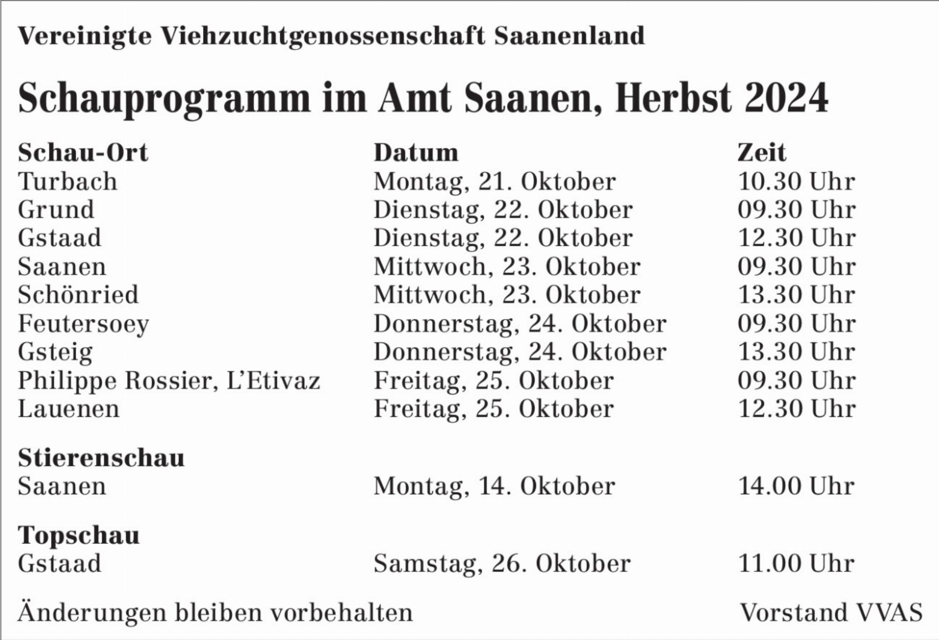 AMTLICHER ANZEIGER SAANEN, 01.10.2024