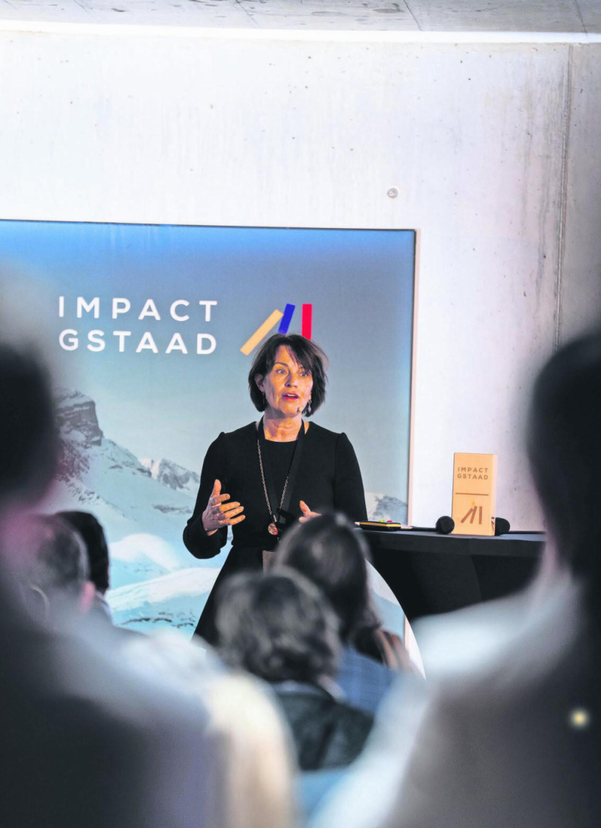 Doris Leuthard, alt Bundesrätin und Präsidentin der Jury des Green Business Awards, sprach am vergangenen Impact Circle. FOTO: YANNICK ROMAGNOLI/ DEEDS
