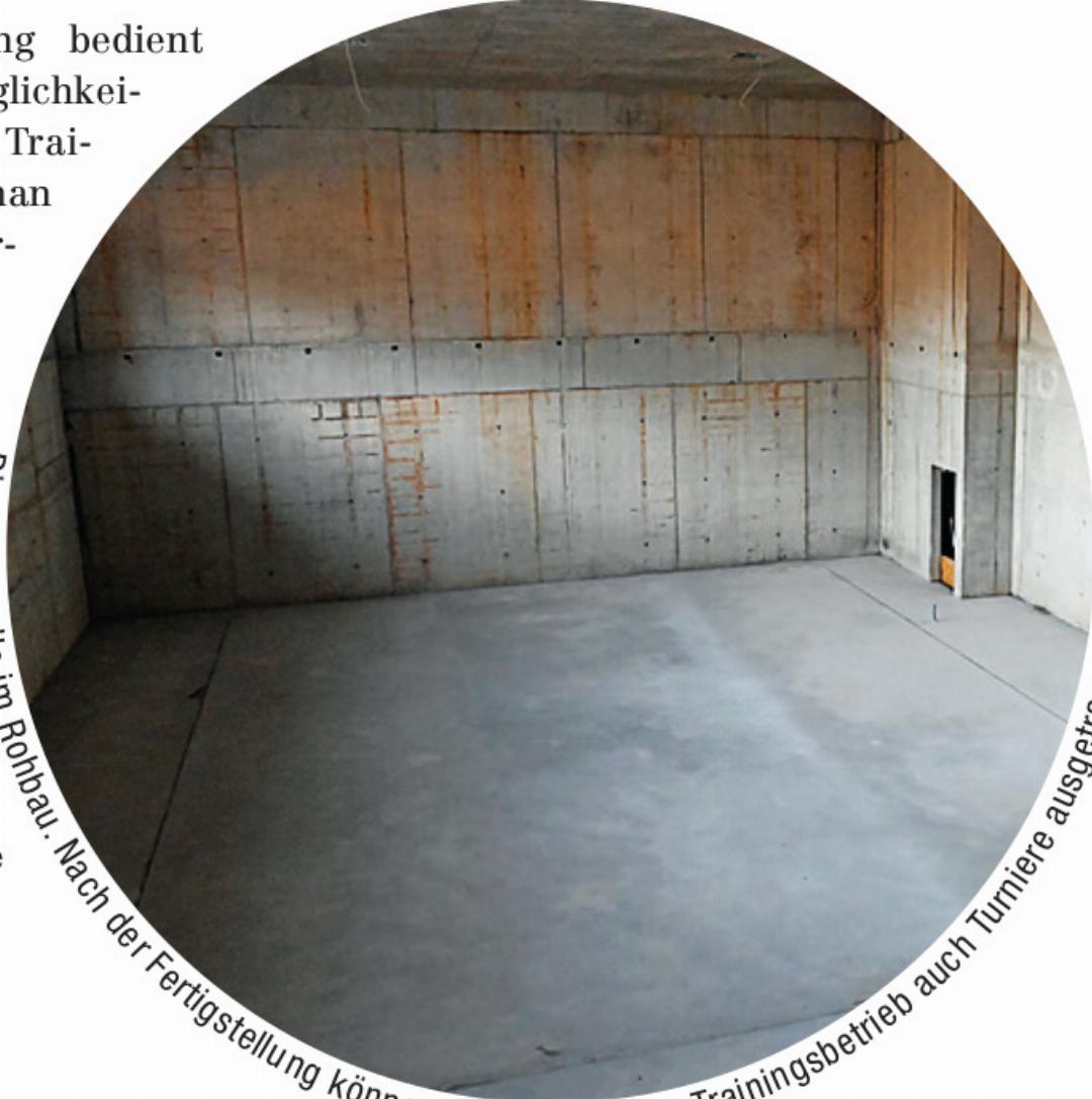 Die Padelhalle im Rohbau. Nach der Fertigstellung können hier neben dem Trainingsbetrieb auch Turniere Ausgetragen werden Die Padelhalle im Rohbau. Nach der Fertigstellung können hier neben dem Trainingsbetrieb auch Turniere Ausgetragen werden