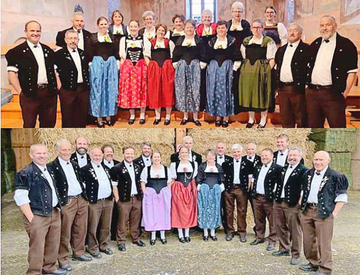 Das Chörli Lauenen (oben) und der Jodlerklub «Bärgrose» Zweisimmen sorgen mit zwei Konzerten für Adventsstimmung. FOTO: ZVG