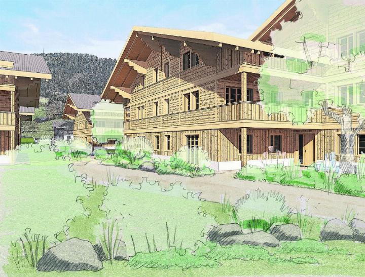 Die fünf Wohnhäuser sollen insgesamt 60 kompakte 2- bis 5-Zimmer-Wohnungen beinhalten. VISUALISIERUNG: RENDERS@REICHENBACH ARCHITEKTEN