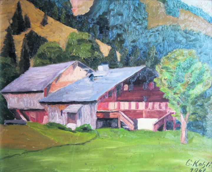 Das Restaurant Waldmatte im Chalberhöni über die Jahre: So sah der Maler Kohli das Haus im Jahr 1947, als es noch «nur» ein Bauernhaus war …