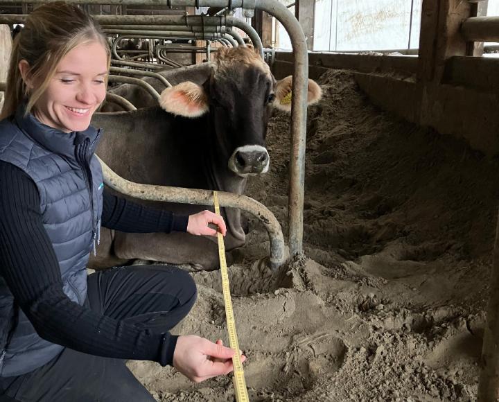 Nicht nur Kühe im Glück: Martina Schmid hat sichtlich Freude an ihrem Beruf. FOTOS: ZVG