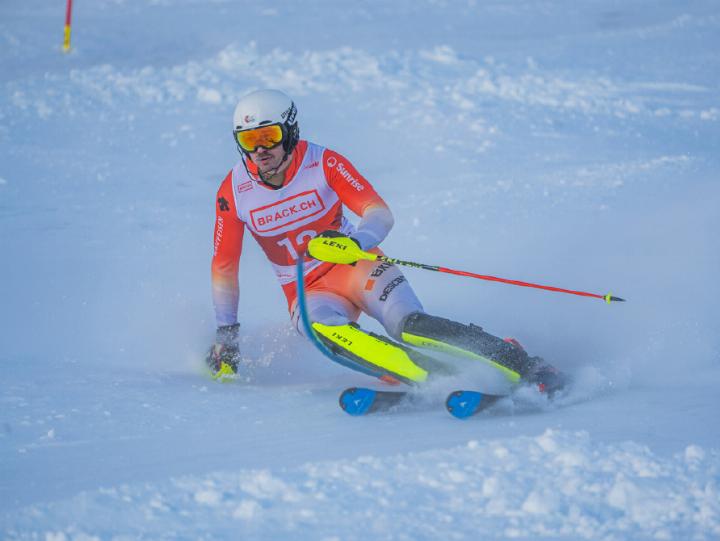 Luc Herrmann beim FIS-Slalomrennen in Diavolezza.