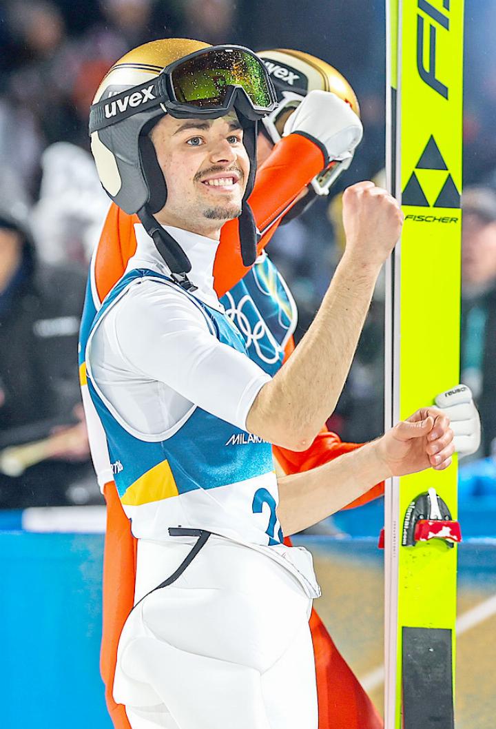 Sandro Hauswirth springt zu seinem bisher besten Resultat im Weltcup, dies kurz nach der Teilnahme an den olympischen Winterspielen (Bild).  FOTO: ZVG