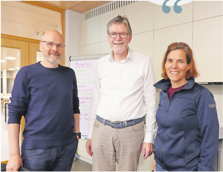 Die Projektgruppe Freiwilligenarbeit: Hanspeter Reichenbach, Hans-Heini Winterberger und Katrin Espiasse. FOTO: SONJA WOLF 