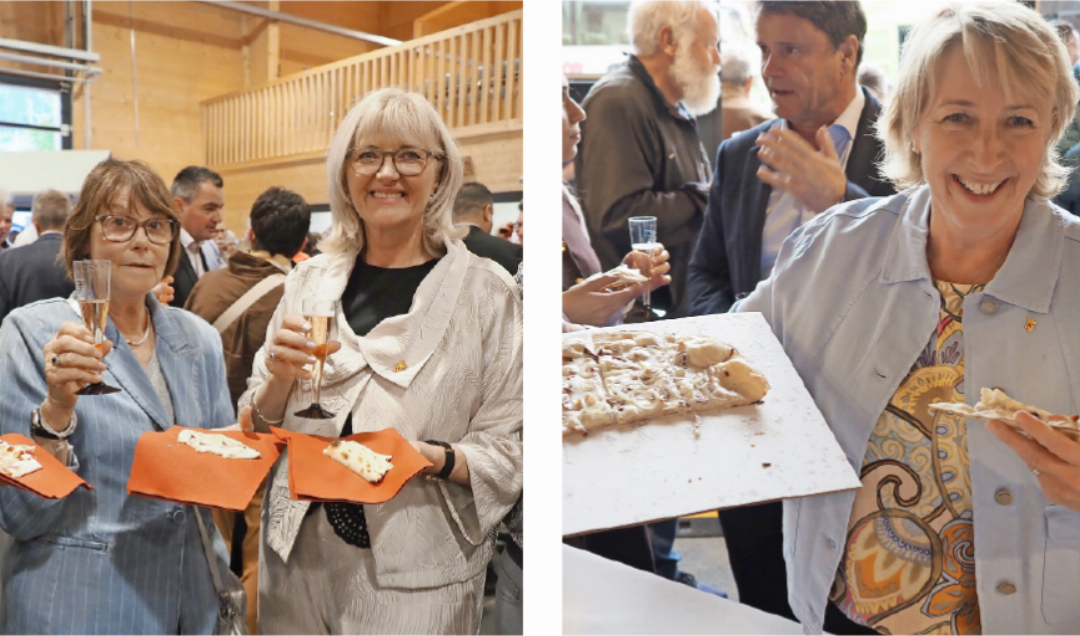 Präsidentinnen unter sich: Anne Speiser (Mitte) genoss mit alt Gemeindepräsidetin Christiane Griessen (links) ein Stück Flammkuchen, derweil SVP-Franktionspräsidentin Barbara Josi (rechts) diesen spontan verteilte. FOTOS: FABIAN KOPP Präsidentinnen unter sich: Anne Speiser (Mitte) genoss mit alt Gemeindepräsidetin Christiane Griessen (links) ein Stück Flammkuchen, derweil SVP-Franktionspräsidentin Barbara Josi (rechts) diesen spontan verteilte. FOTOS: FABIAN KOPP