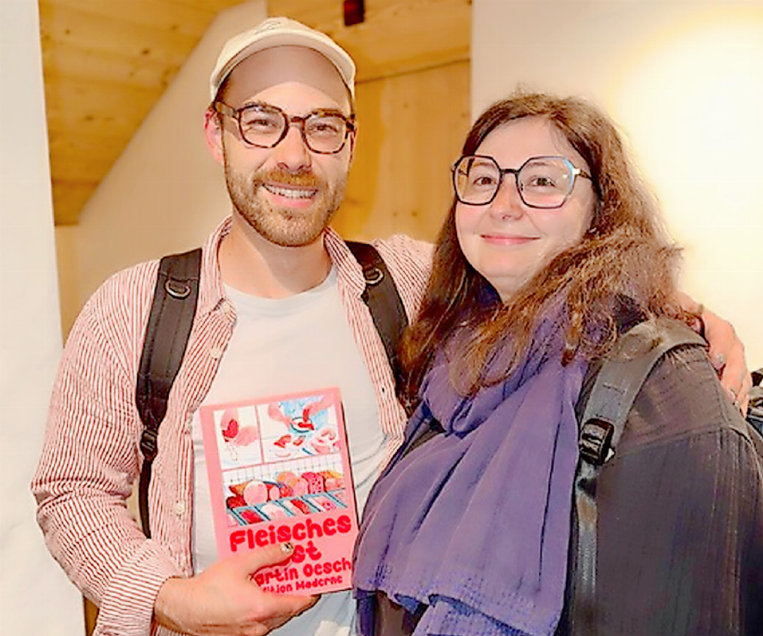 Martin Oesch (Autor) und Leonora Schulthess vom Team Literarischer Herbst (Moderation). Martin Oesch (Autor) und Leonora Schulthess vom Team Literarischer Herbst (Moderation).