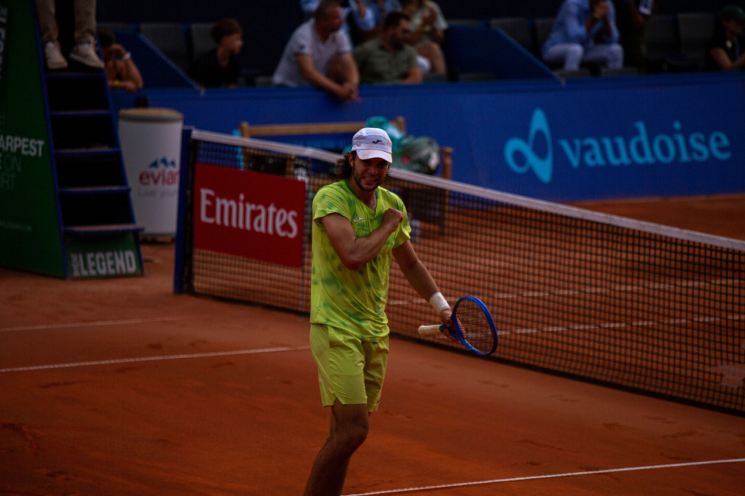Jaime Faria setzt sich im Spiel gegen Stan Wawrinka durch. Jaime Faria setzt sich im Spiel gegen Stan Wawrinka durch.