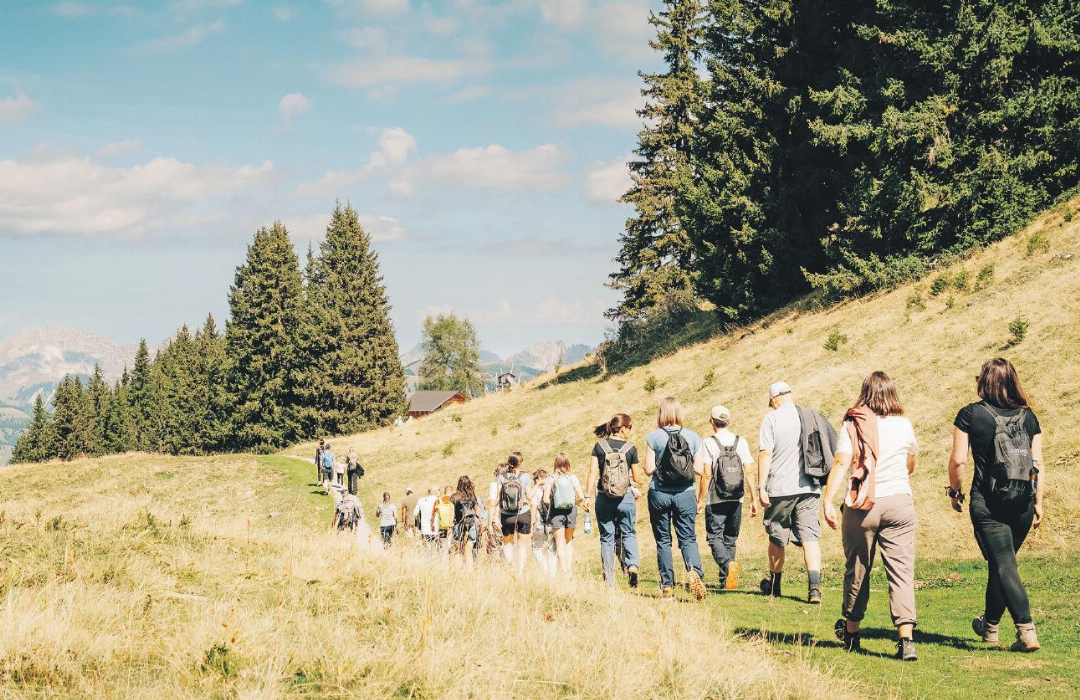 Die Teilnehmenden bei der Wanderung auf dem Eggli. FOTO: SCHWEIZER WANDERGIPFEL Die Teilnehmenden bei der Wanderung auf dem Eggli. FOTO: SCHWEIZER WANDERGIPFEL