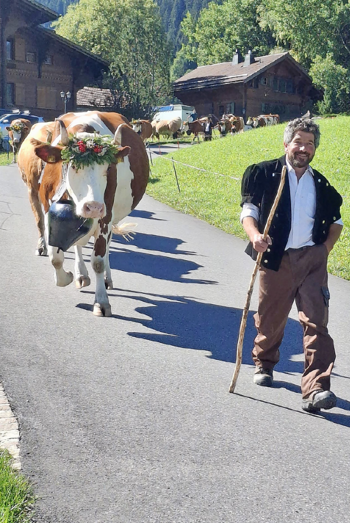 «50. Alpabzug der Familie Ueli und Michel Reichenbach von der Alp Brüchli in der Lauenen auf die Vorsass.»    FOTO: ELISABETH BORLE, LAUENEN